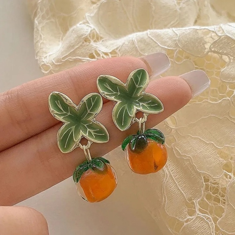 Persimmon Glass Earrings - Picture 3 of 4